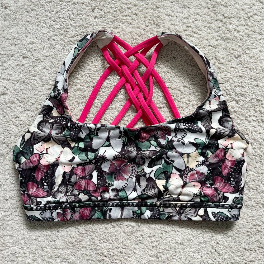 Lululemon Free to be Wild Sports Bra (w/ thicker band), butterfly